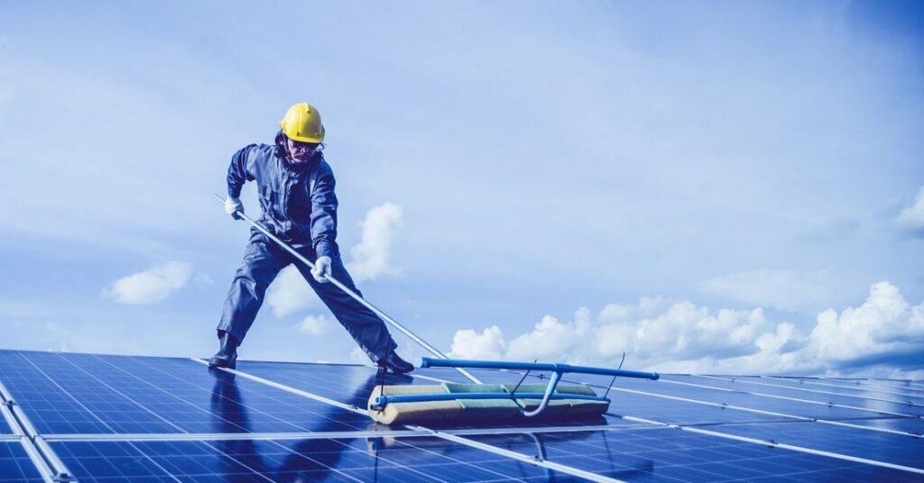 cleaning solar panels
